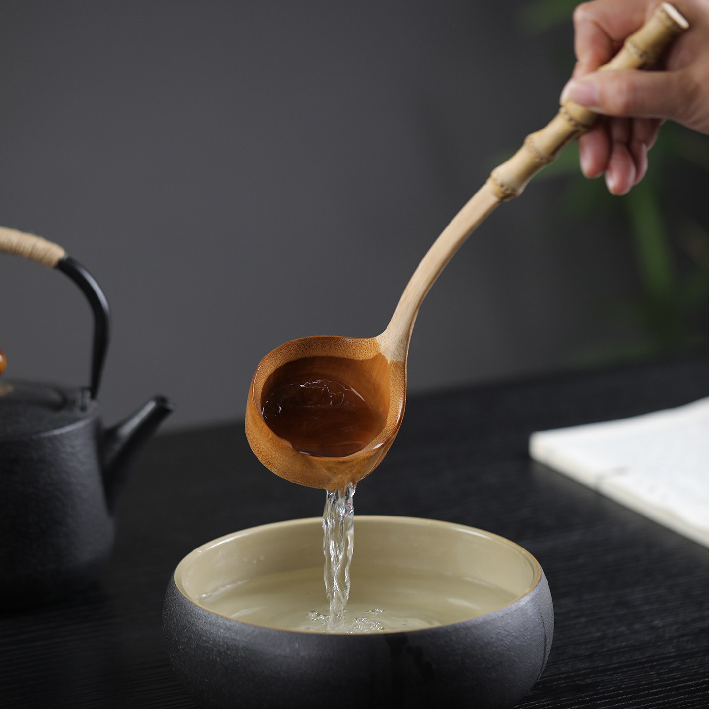 金竹打水器酒提子舀水勺长柄竹勺