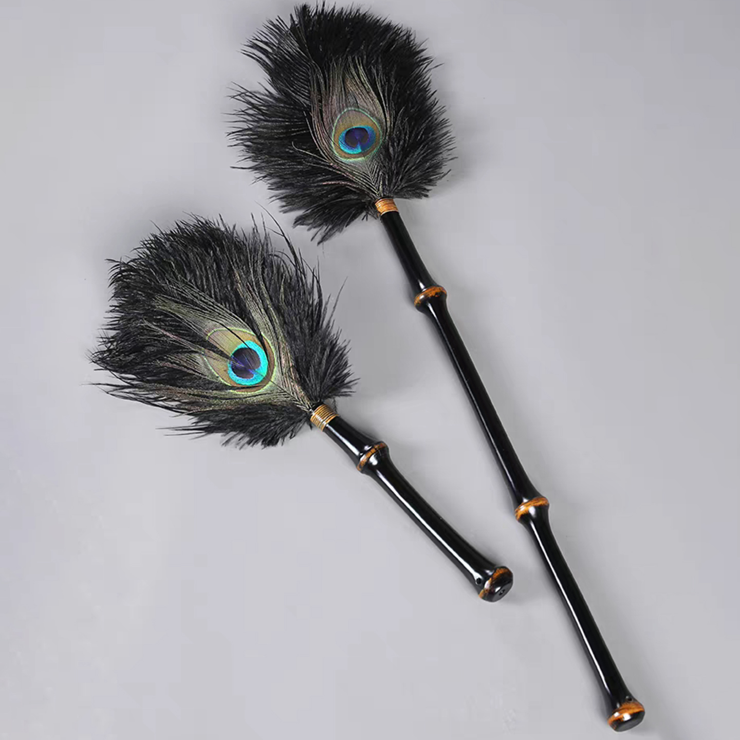 大漆筇竹除尘掸子孔雀鸵鸟毛掸子