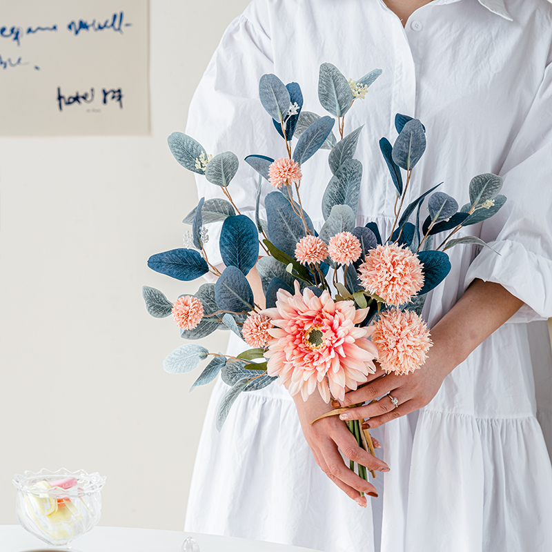 速发尤加利玫瑰花向日葵花束手捧花插花假件花摆花花艺摆绢设花