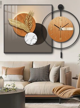 速发轻挂餐厅钟时挂钟饭厅背景墙时钟画时尚大气静音表钟客厅奢墙