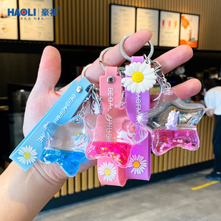 速发五角星挂链流沙扣亚克角油漂浮独力兽件可爱书包挂饰