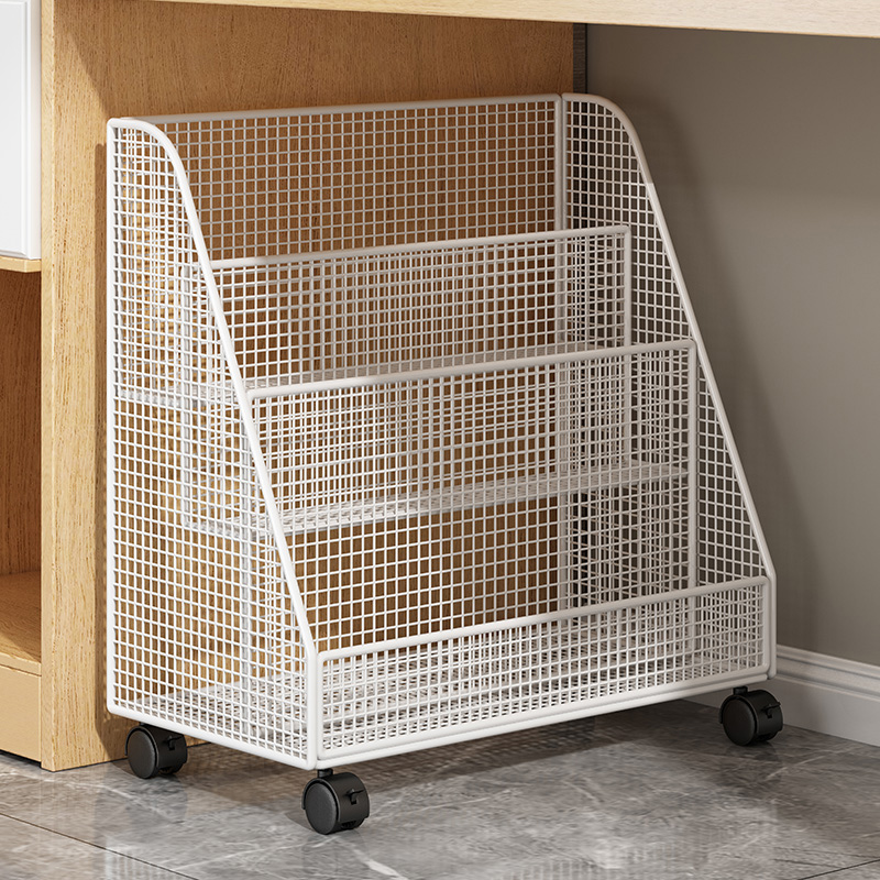 速发铁童书架阅读架落地置物架绘层收纳架儿艺简易多本移动桌下架