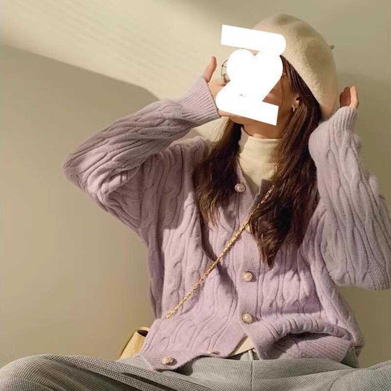 速发2025新款精致搭毛衣古复麻花珍珠扣毛衣温柔针织开衫内感上衣