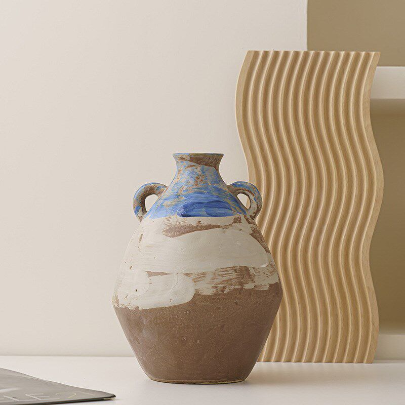 速发乐众复古田园风陶瓷大瓶花号摆件客厅插花干花小梦高级感创意