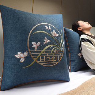 速发床国软包靠背垫新中式室卧床头靠枕中上风沙发客厅大号抱枕套