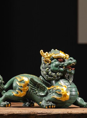 速发青砂石创意故宫文创瑞兽貔貅一对招财镇宅玄关客厅桌面装饰品