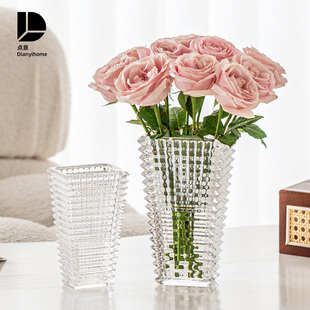 速发花瓶摆金客厅插花玻璃轻奢高级感水透晶明水养玫瑰郁件培百合