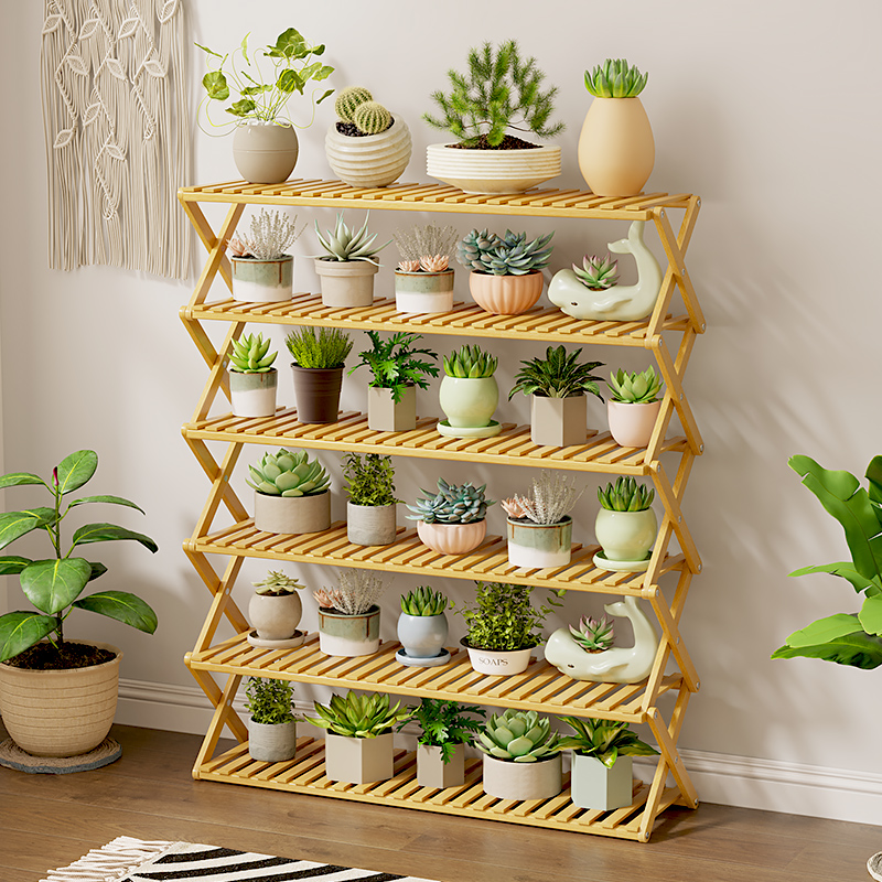 速发落地式折叠花架客多层免安装台置物子厅多肉萝盆支架简易绿花