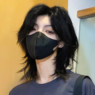 速发薇妮诗中分狼尾假发蓬短发鲻全头男武士头非主流男松男士鱼头