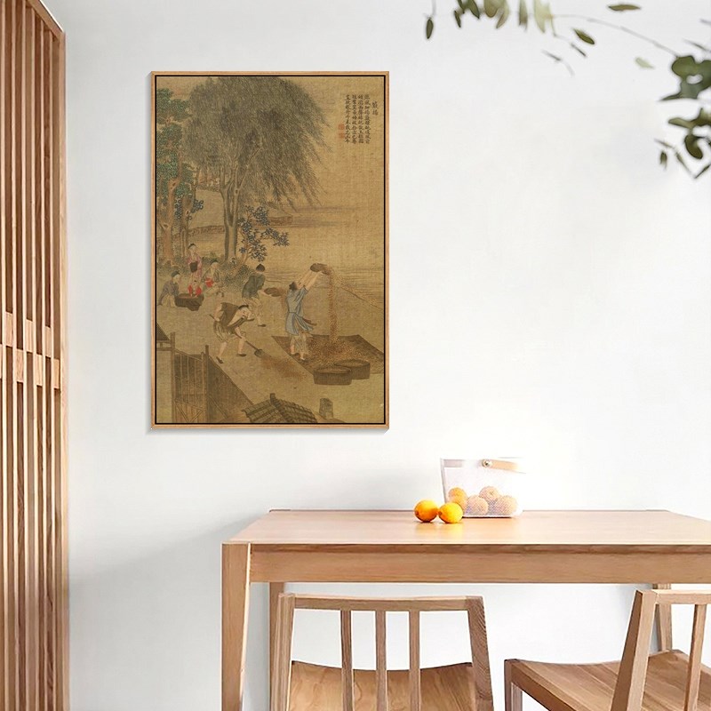 速发秉贞耕织图挂画古风农耕文化装饰画新中式餐厅画客厅书房玄关