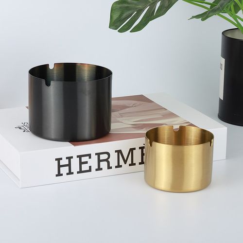 速发L约圆柱商不锈钢烟灰缸家用客厅防摔饭店V形用可简OGO