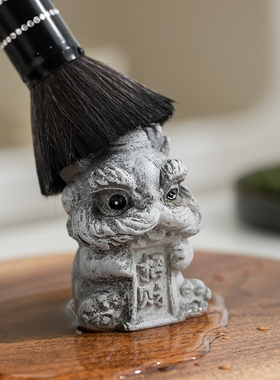 速发国潮醒狮小狮桌可爱茶器桌面招财进宝茶子复古中式宠物茶宠造