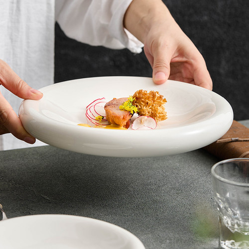 速发优格白瓷盘瓷家子菜盘创意餐具冷菜凉菜盘陶用餐盘双层保温鸟