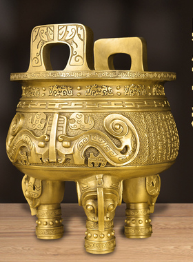 速发铜秋摆件纯铜鼎盛千鼎四方鼎大号落地铜香炉司居公家商务开业