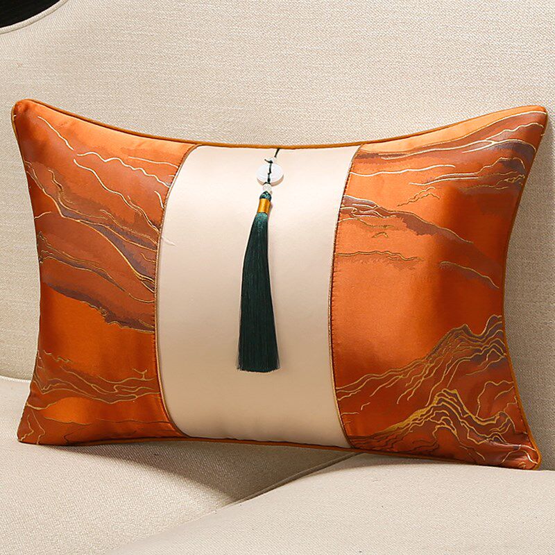 速发7878新中式沙发轻背腰枕抱垫套长方形靠背护靠奢垫腰靠枕靠枕