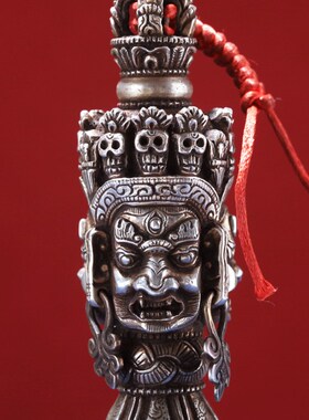 速发藏式普巴金刚杵降魔面纯铁手工普巴橛复古民族风三杵饰品家用