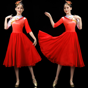 歌伴舞连衣裙 国舞蹈开场舞服装 速发2025新中里演出服灯火舞 款