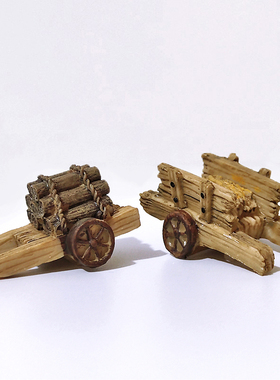 速发中微复古式景观古代农具农活推车板景柴火车桌面模型装饰造车