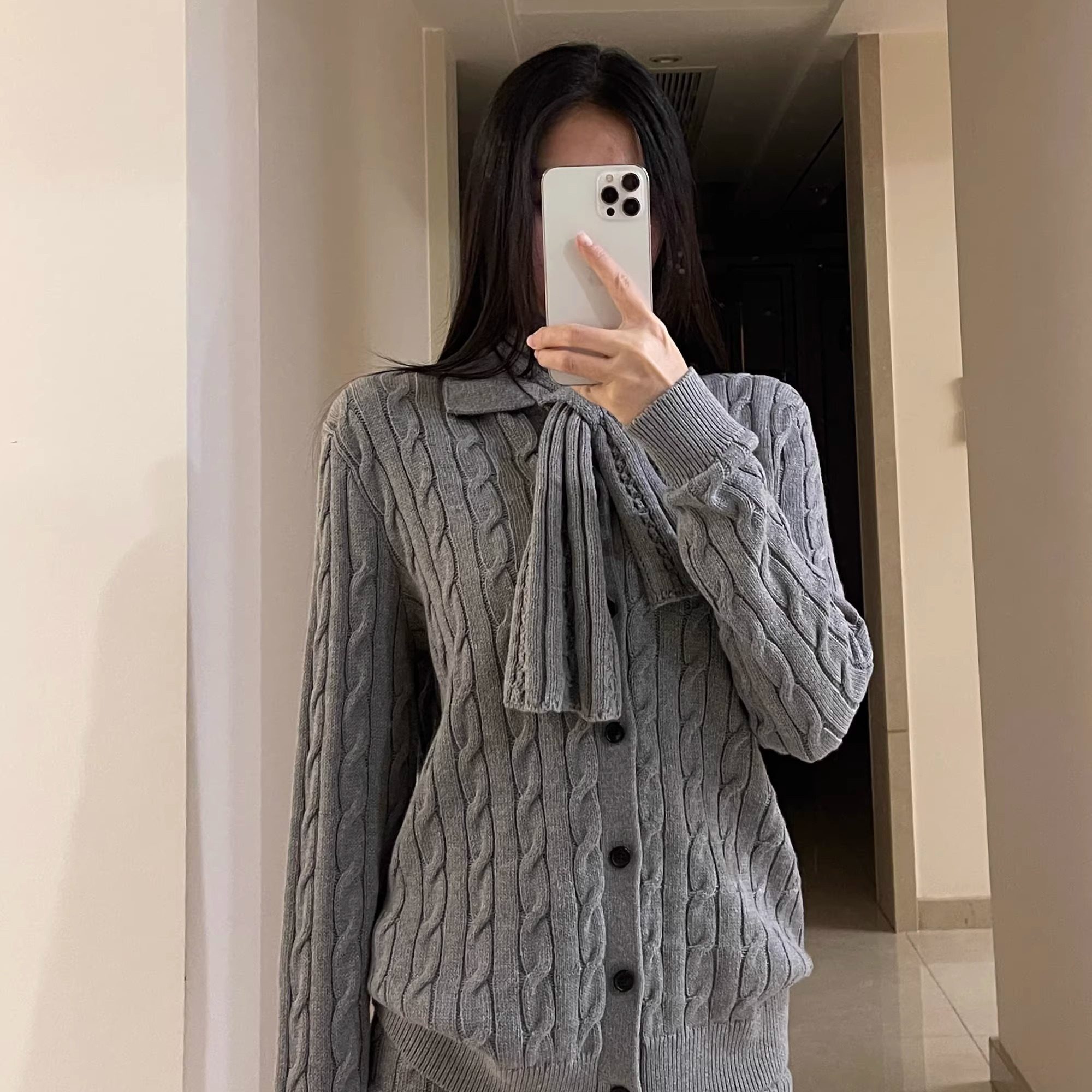 【消烦局长】小马开衫&middot;慵懒老钱感麻花polo领毛衣拉链外套女上衣