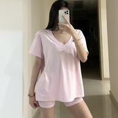 打底衫 宽松纯色短袖 消烦局长 Boyfriend·轻呼吸V领夏季