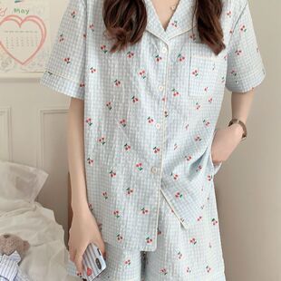 凉快两件套睡衣套装薄款外穿甜美居家服女夏季新款夏天樱桃无袖潮