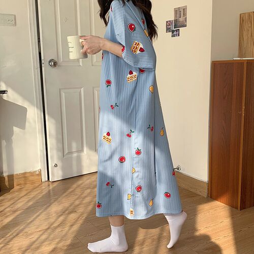 亲肤柔软短袖女300斤长裙薄款冰丝可爱甜美胖mm夏天夏季睡裙潮流