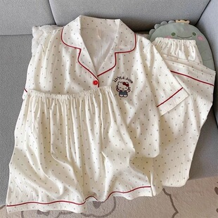短裤 睡衣女短袖 长裤 云朵棉翻领开衫 2026爆款 宽松家居服套装 夏季