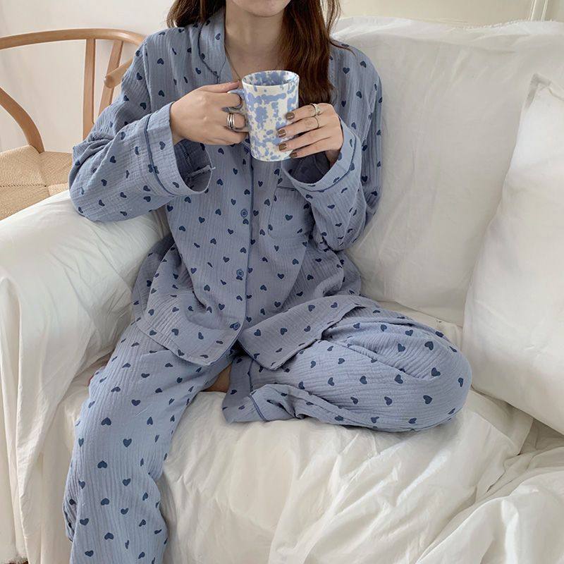 纯棉棉纱睡衣女学生韩版春秋新款印花双层纱布透气家居服两件套装,运动/瑜伽/健身/球迷用品,情侣装泳衣,淘宝优惠券,粉丝福利购,淘宝优惠卷