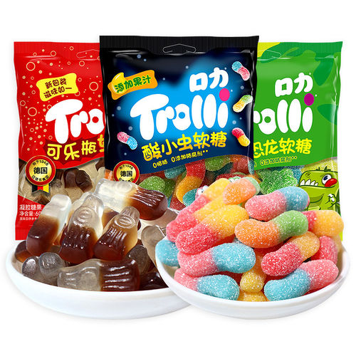 Trolli口力酸小虫软糖可乐瓶造型QQ糖60g 橡皮软糖儿童零食品