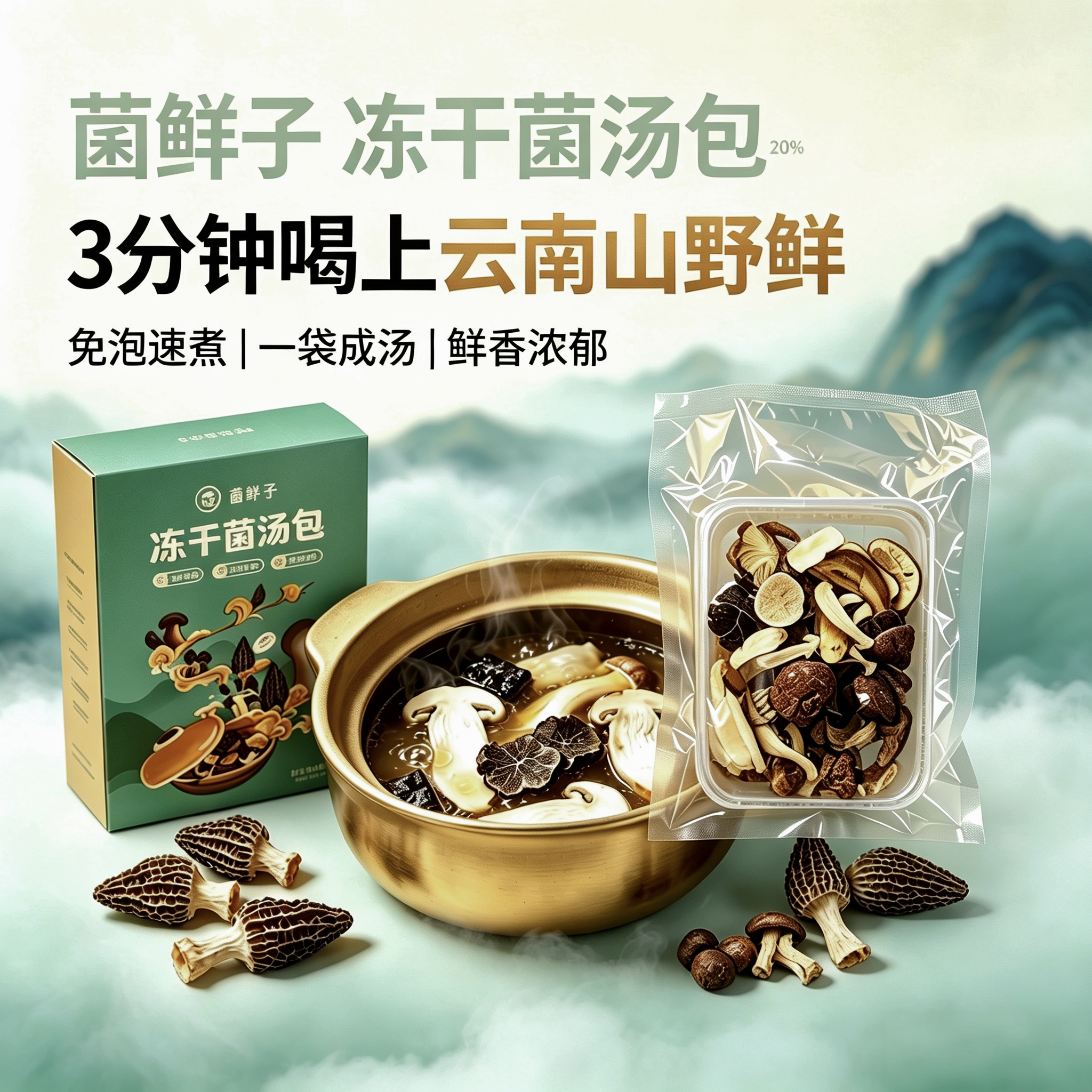 高原冻干野生菌汤包纯素无污染