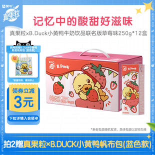 1箱 12盒 蒙牛真果粒xB.Duck小黄鸭牛奶饮品草莓味联名版 250g