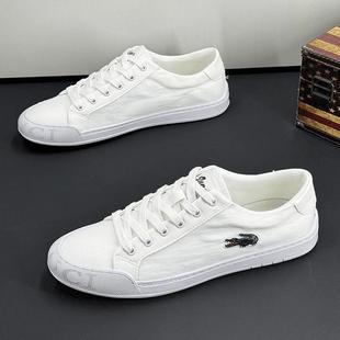 鳄鱼帆布鞋夏季薄款冰丝布鞋男板鞋透气小白鞋韩版休闲运动帆布鞋