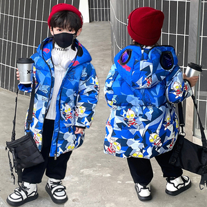 奥特曼男童羽绒服冬季2023新款酷帅男孩冬装加厚白鸭绒外套中长款