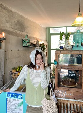 实拍 韩系针织背心假两件套针织衫