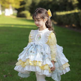 新款 2024春装 公主裙女童洛丽塔裙子儿童可爱萝莉塔Lolita蓬蓬裙子