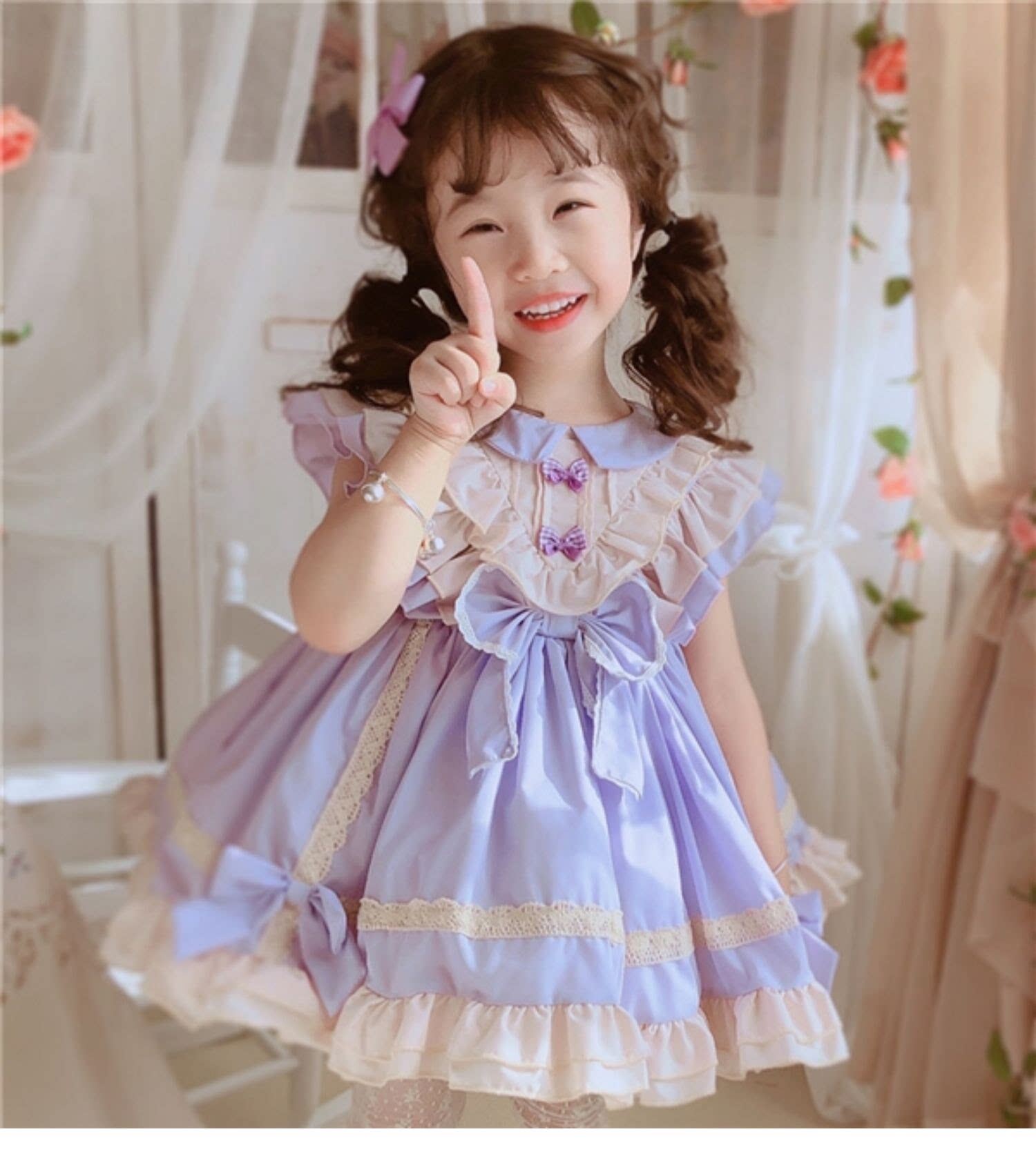 儿童春夏连衣裙紫色洛丽塔女童公主裙女宝宝生日礼服洋装lolita裙