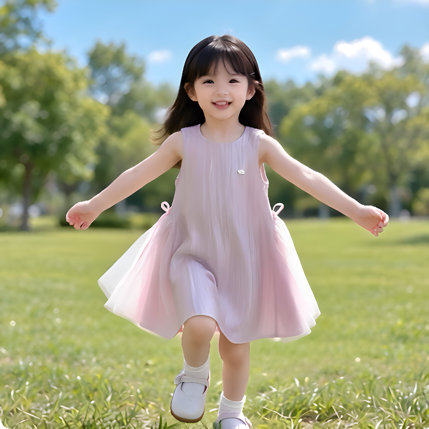 蓝色小镇女童夏季连衣裙小女孩无袖2026新款超仙公主裙宝宝背心裙
