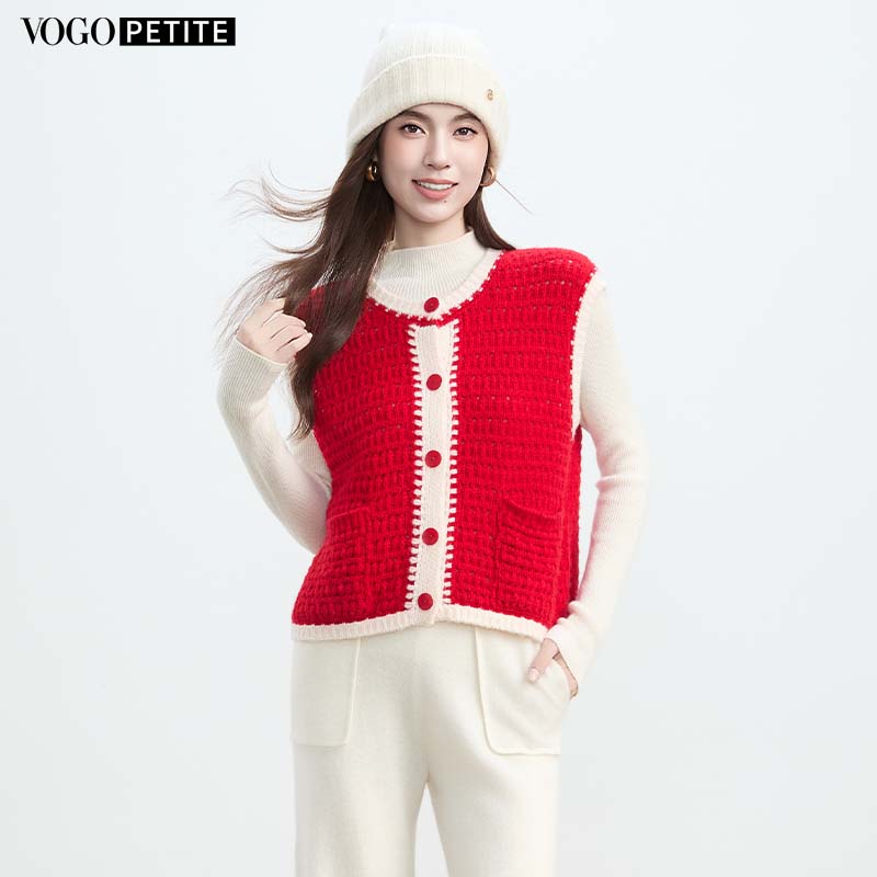 VogoPetite2025新款羊绒衫马甲