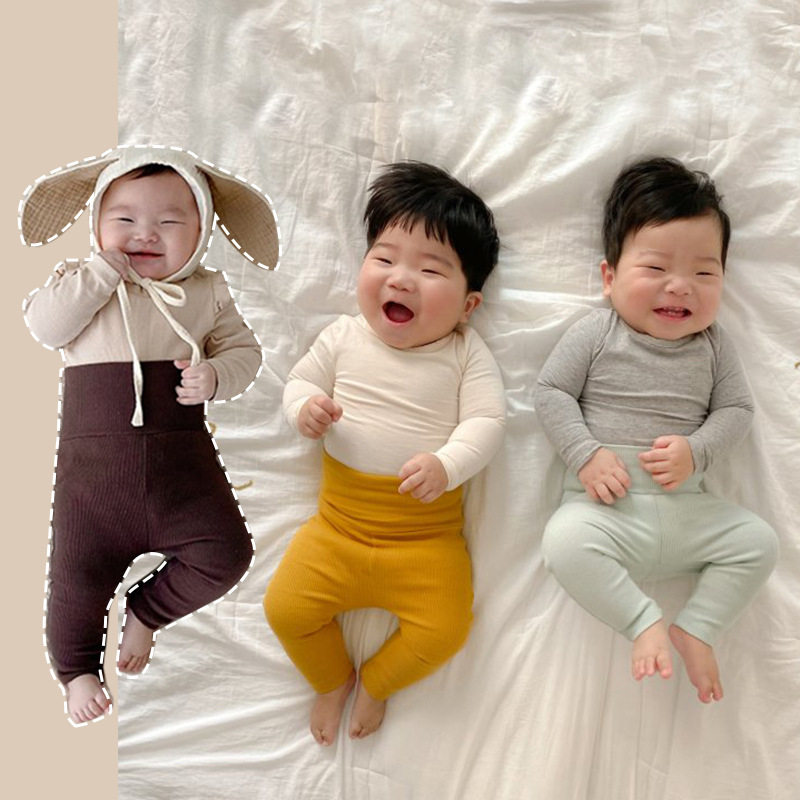ins婴幼儿童高腰护肚裤男