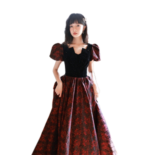 高级感敬酒服新娘气质红色长款订婚晚礼服女在逃公主连衣裙成人礼