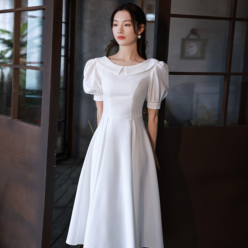 白色小晚礼服女法式高级感结婚登记小白裙领证连衣裙毕业成人女生