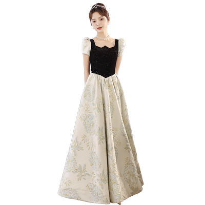 年会晚礼服泡泡袖声乐艺考高级感