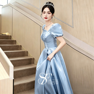 艺考晚礼服女2026新款迪士尼公主主持人成人礼礼服泡泡袖订婚礼裙