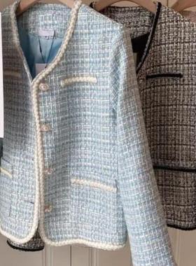 粗花呢风格的大尺寸短女装冬季2025新时尚高端韩式社会名流百搭棉