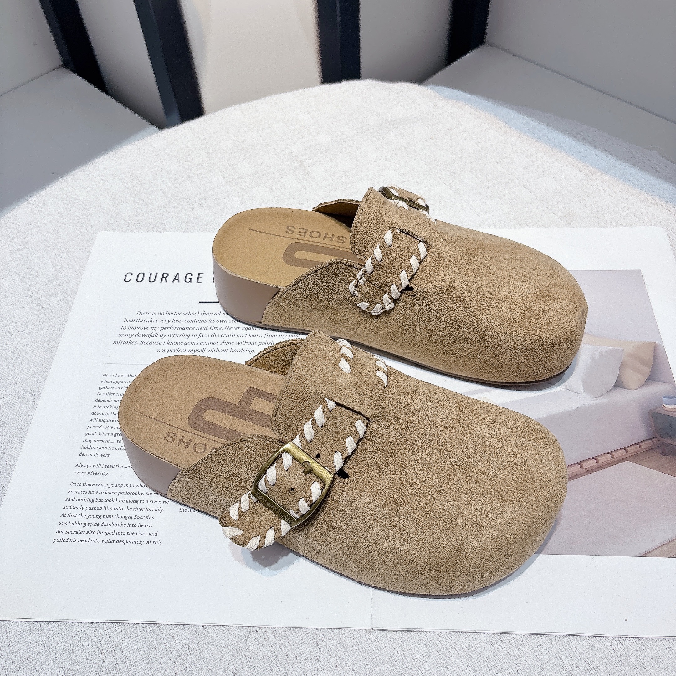 厚底勃肯鞋包头半拖鞋女外穿