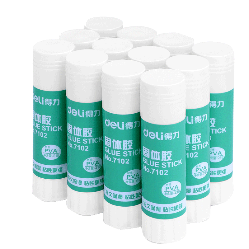 得力固体胶12支装9g21g36g大号固体胶棒胶水高粘度强力幼儿园儿童小学生手工课diy办公财务用