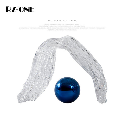 Rzone 现代简约抽象透明玻璃艺术品样板房客厅售楼处软装配饰摆件