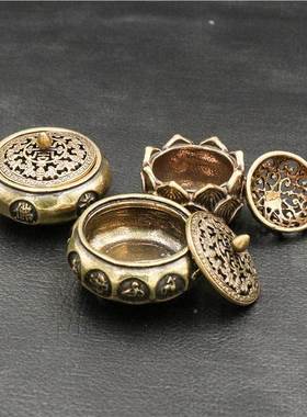 铜做旧摆弥陀黄佛檀JL-香炉香熏香阿炉居家件仿古文玩收藏小铜器