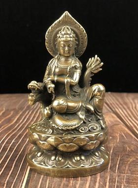 黄铜观音骑龙坐莲花观音坐莲花像黄铜摆饰办公室装饰家居工艺品