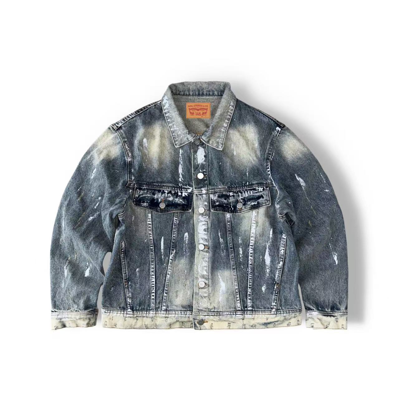 美式复古重磅刷银全棉水洗做旧牛仔外套男秋季潮牌百搭夹克上衣